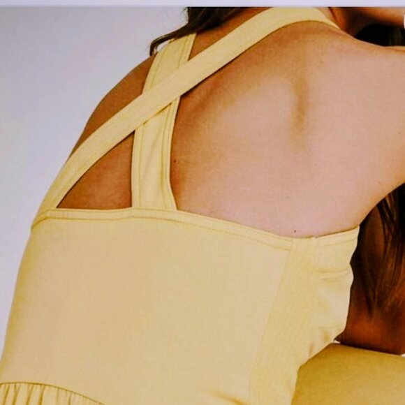 REISS Orla Butter Yellow Halter Midi Dress Crossover Neck Keyhole US Size 8 - Picture 3 of 16